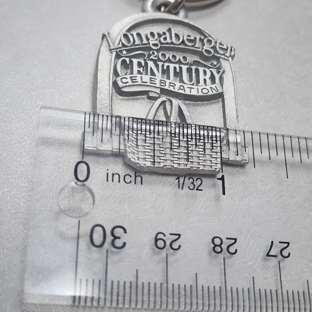 Longaberger Pewter Basket Key Chain 2000 Century Celebration New
